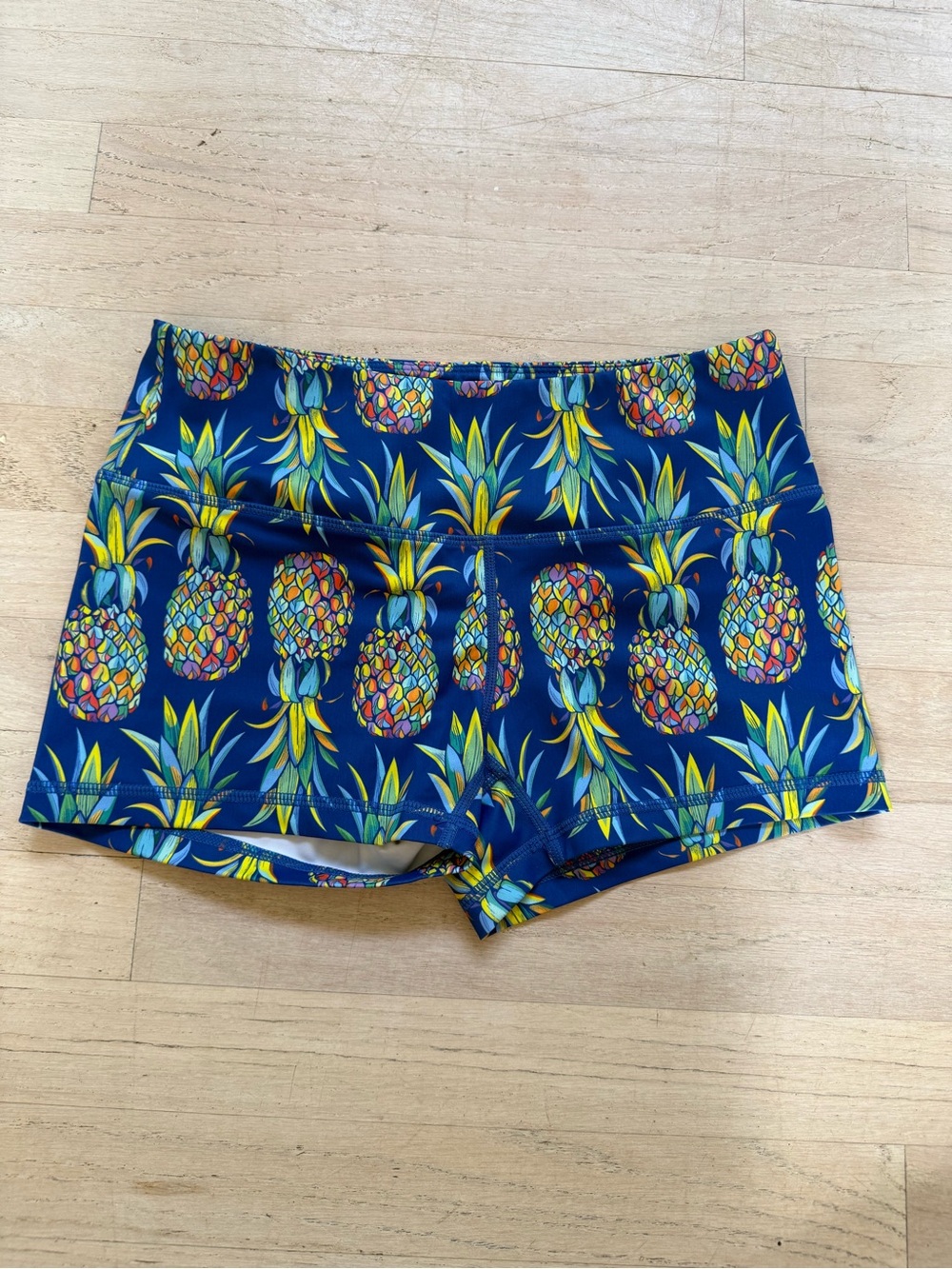 Feed Me Fight Me Navy Pineapple Print Athletic Swim Shorts